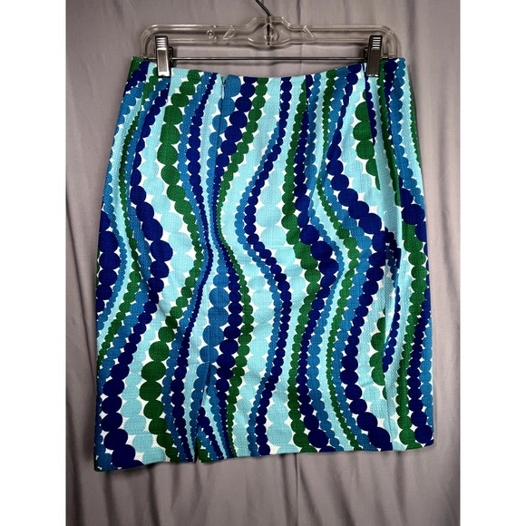 Talbots Blue-Green polka dot wavy pencil skirt, size 6P - Picture 4 of 9